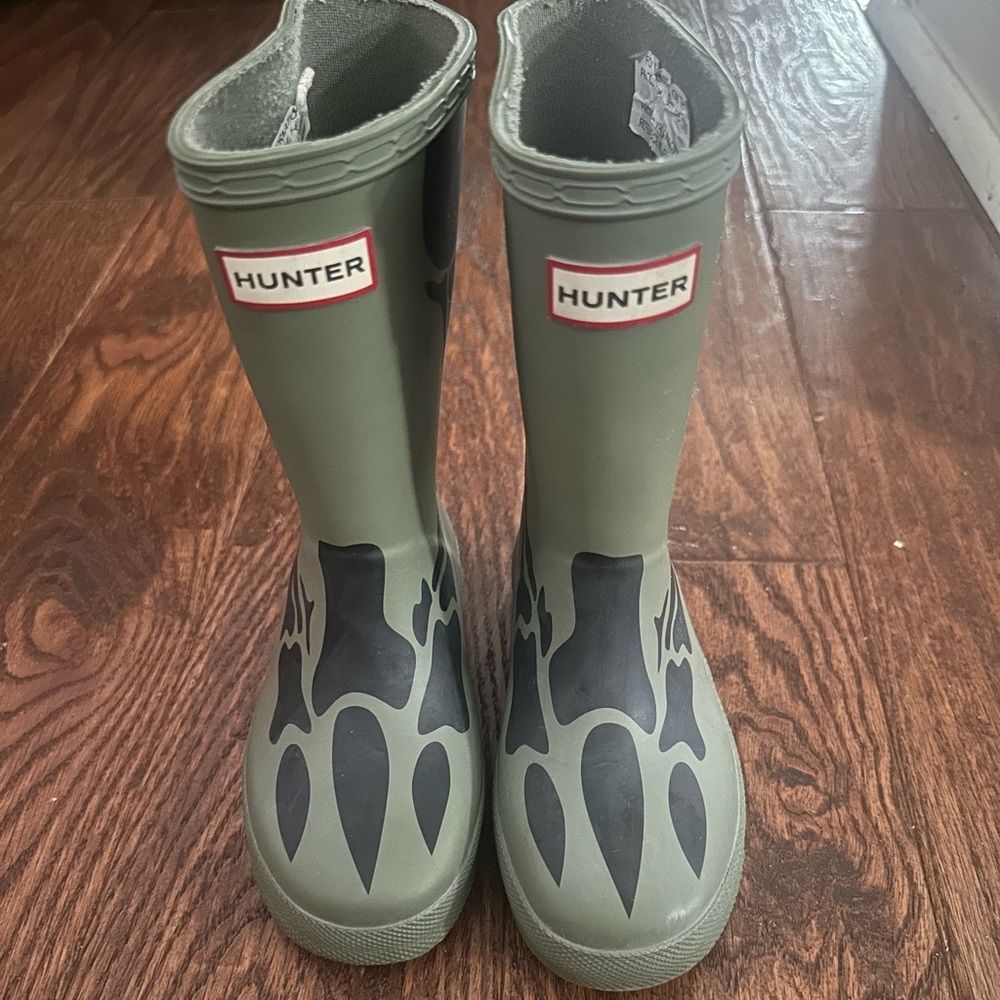 Hunter Kids Olive Paw Print Rain Boots